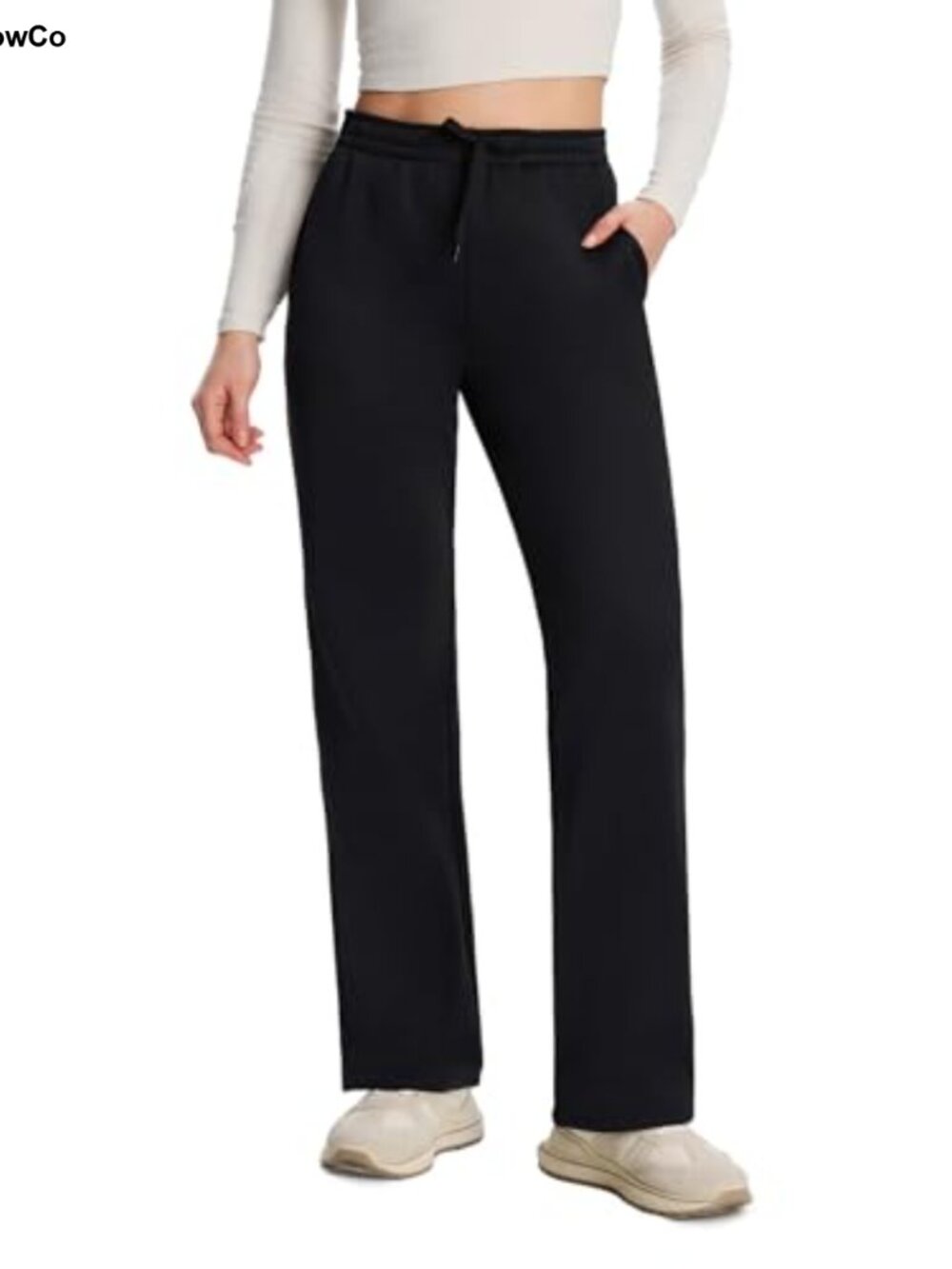 Thermal Fleece Lined Water Resistant Pants with Pockets High Rise Sweatpants